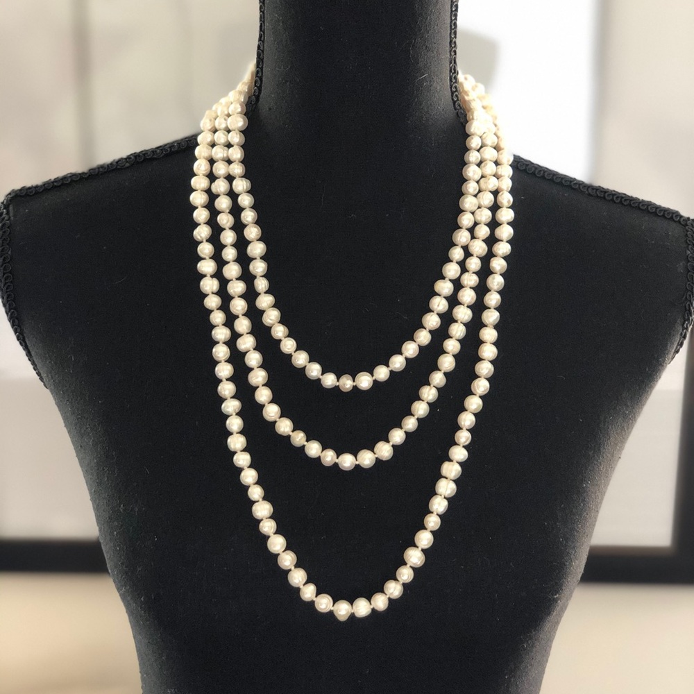White Baroque Freshwater Pearls 4-5mm. 74” length